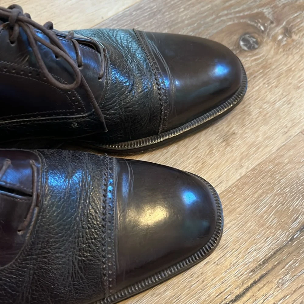 Men's Magnanni Dress Shoes Dark Brown Wing Tip Leather Made In Spain Sz 9